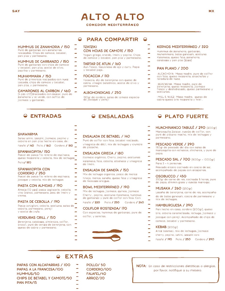 Alto Alto Photo Menu 1