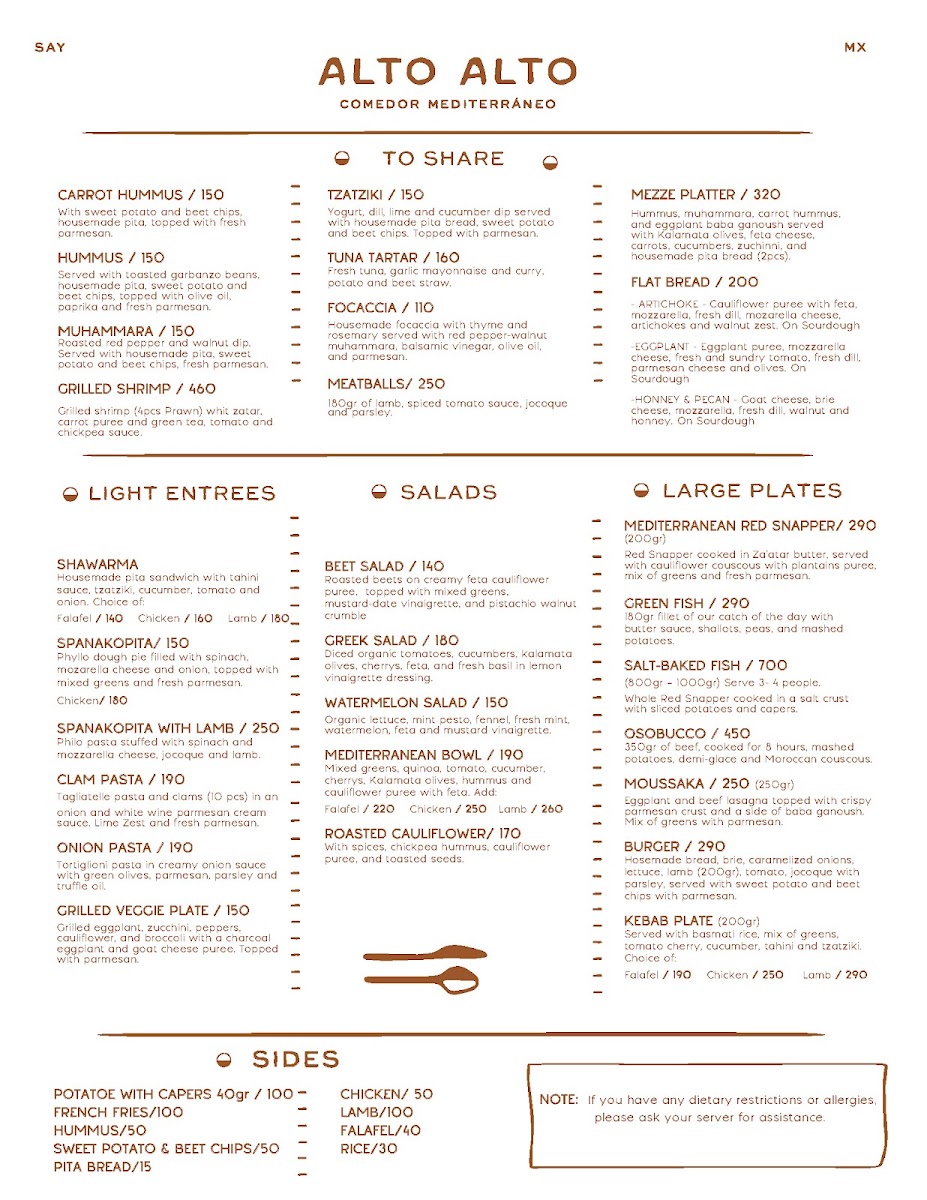 Alto Alto Photo Menu 2