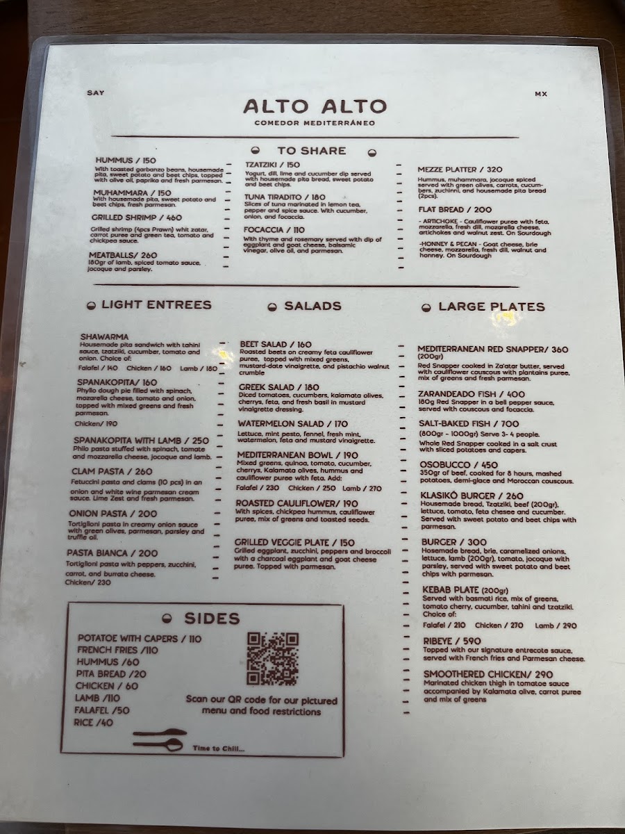 Alto Alto Photo Menu 5