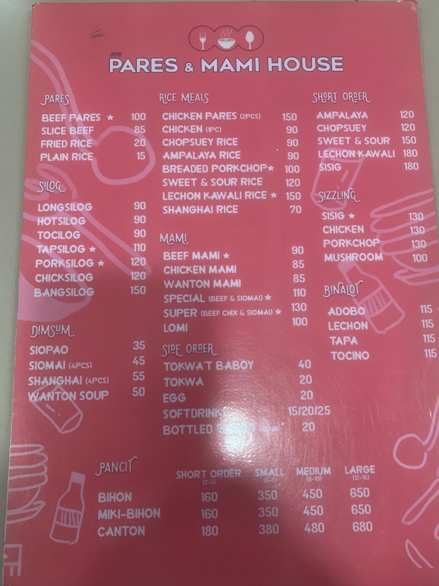 JV Pares & Mami House Photo Menu 1