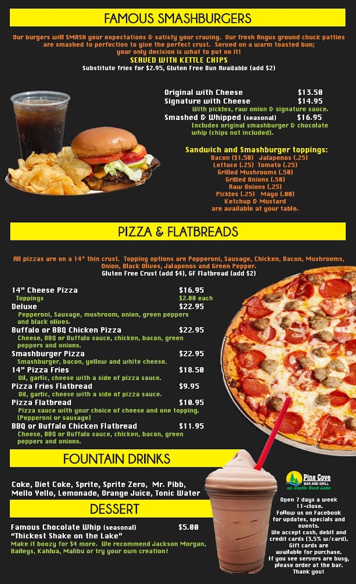 Pine Cove Lakefront Resort & Bar Photo Menu 1