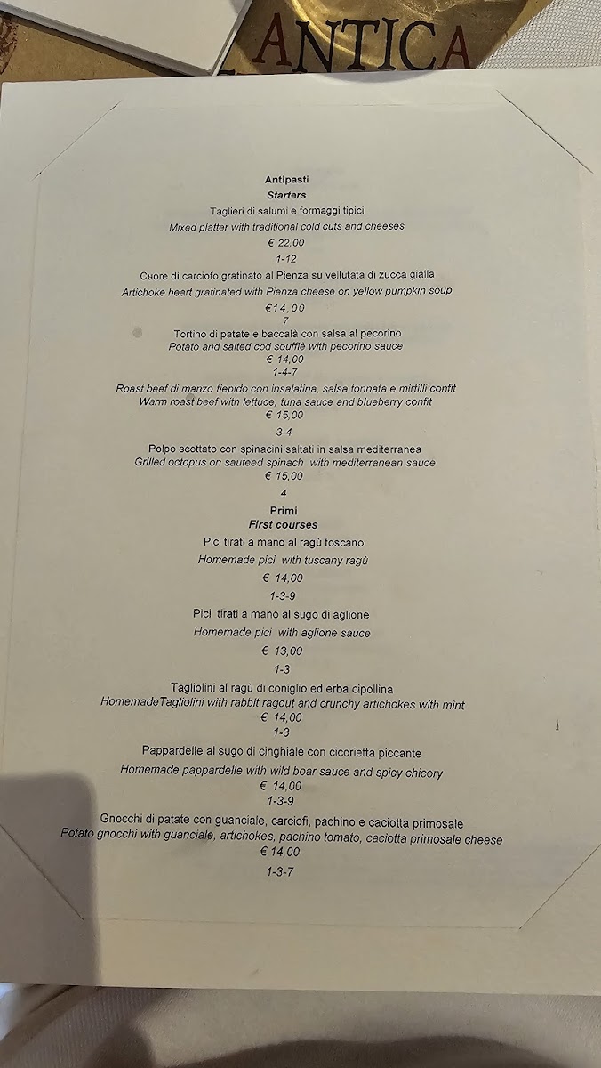 Antica Trattoria Il Marzocco Photo Menu 5