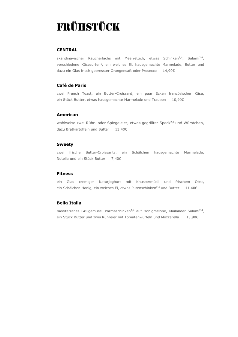 central - Restaurant/Bar Photo Menu 3
