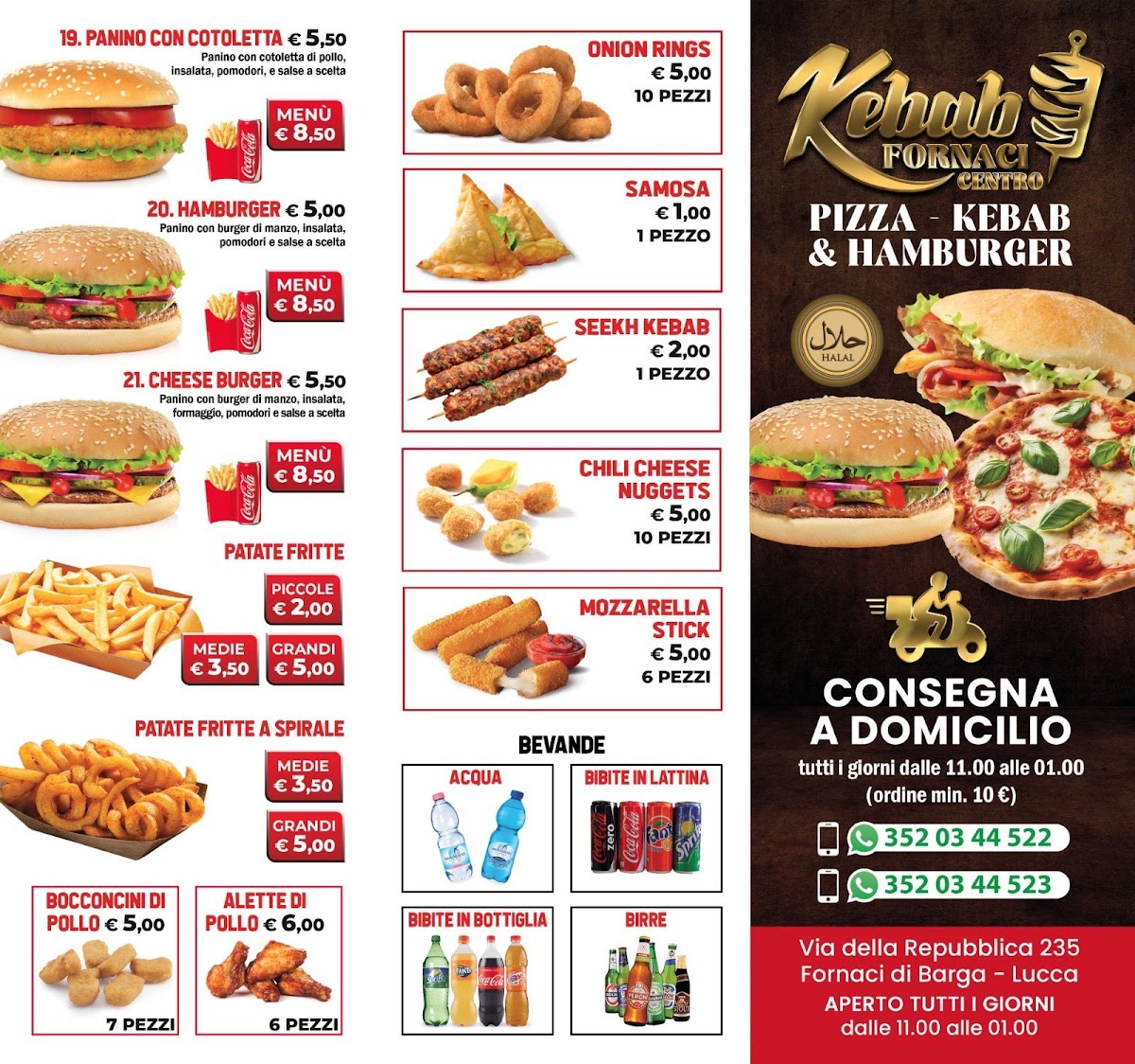 Fornaci pizza kebab e Hamburger Photo Menu 1