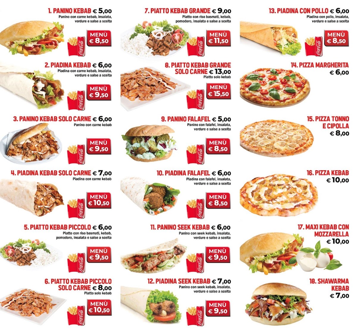 Fornaci pizza kebab e Hamburger Photo Menu 2