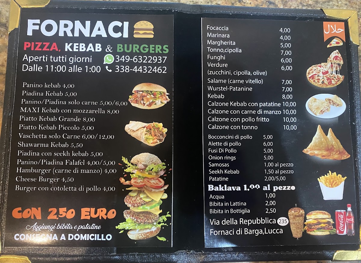 Fornaci pizza kebab e Hamburger Photo Menu 3