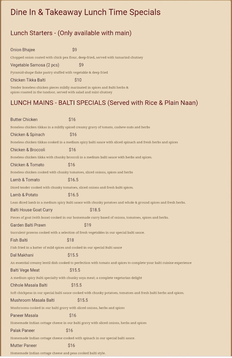 The Balti House Photo Menu 5