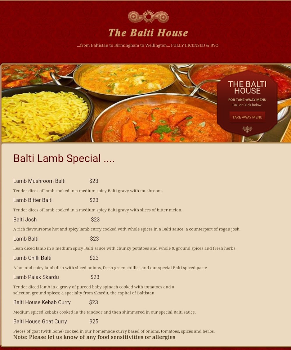 The Balti House Photo Menu 6