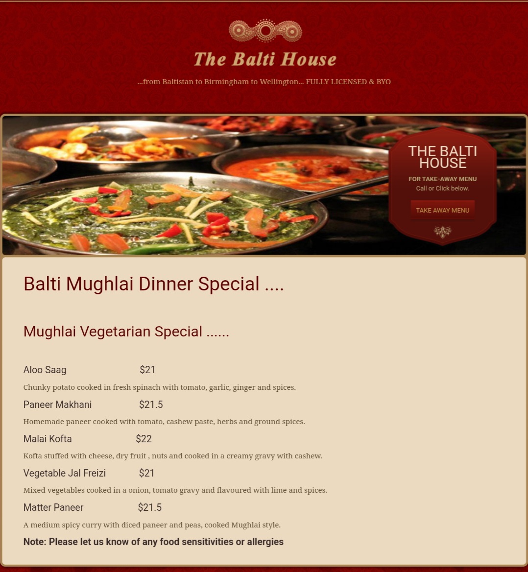 The Balti House Photo Menu 9