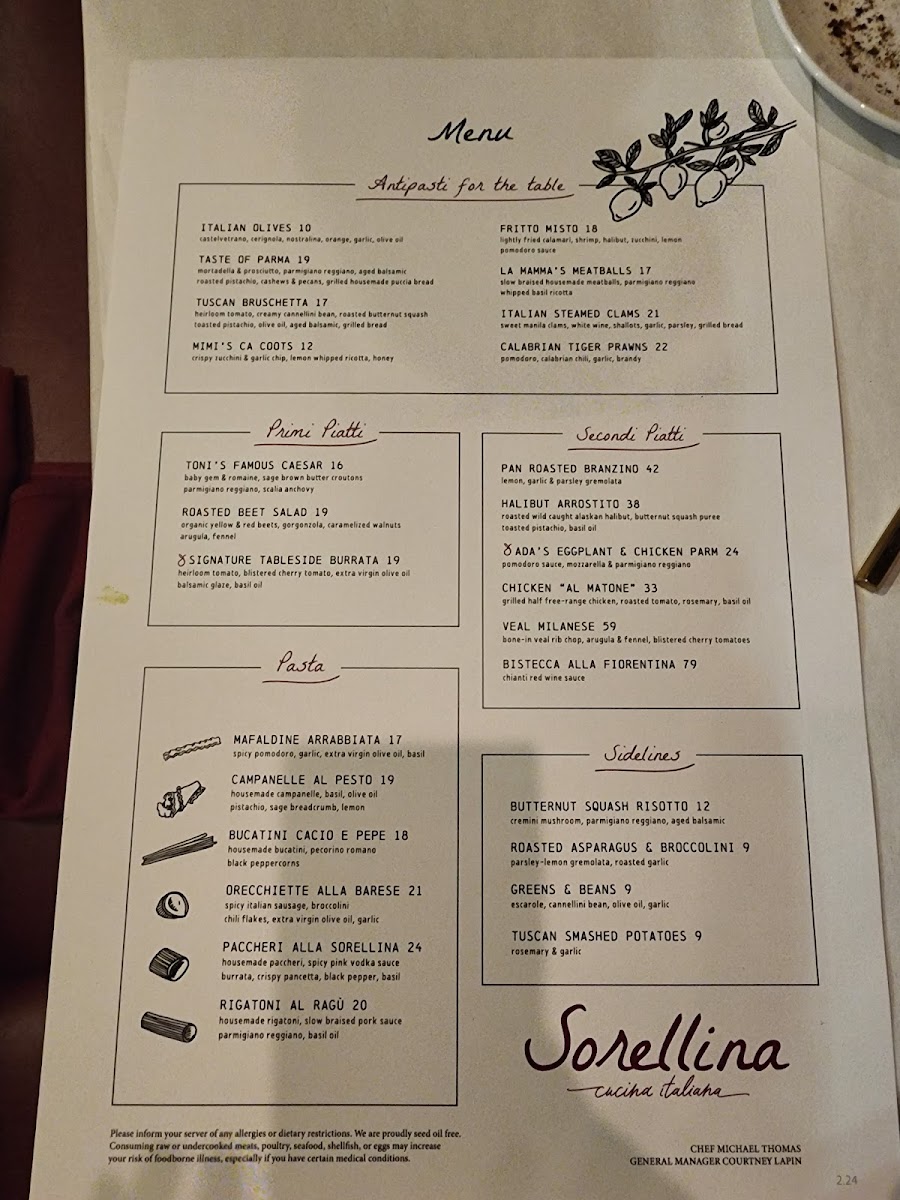 Sorellina Cucina Italiana Photo Menu 1