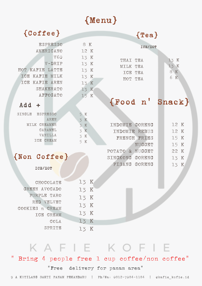 KAFIE KOFIE Photo Menu 2