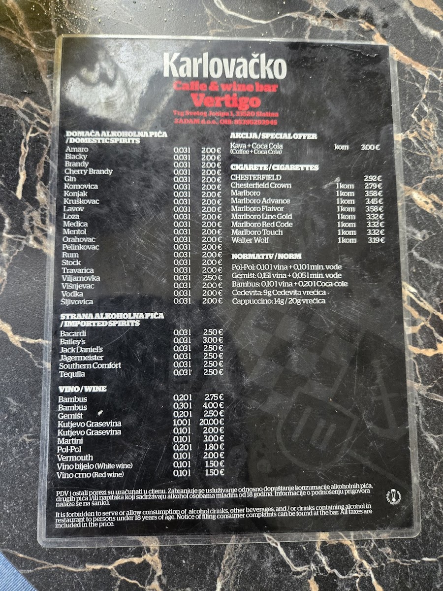 Vertigo caffe & wine bar Photo Menu 2