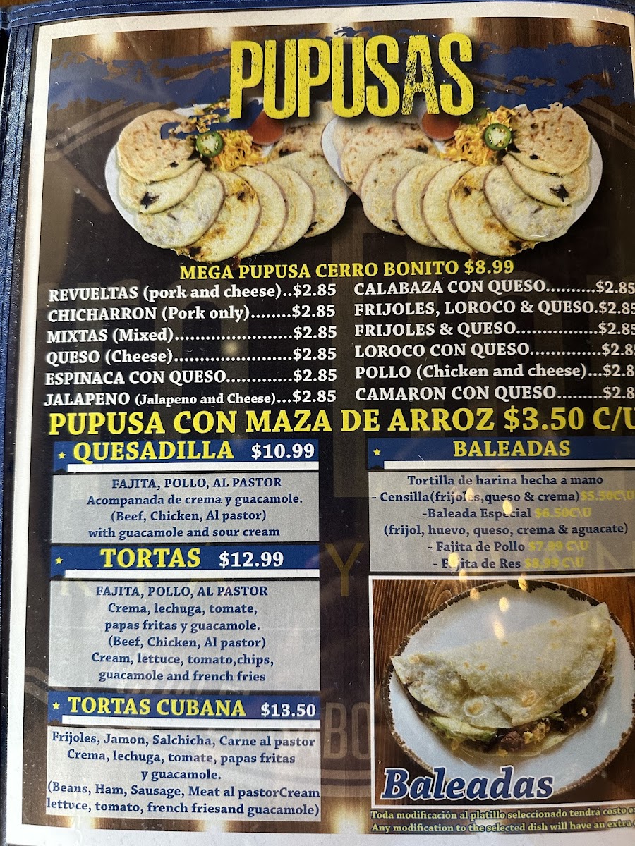 Cerro Bonito Pupuseria y Panaderia Photo Menu 8