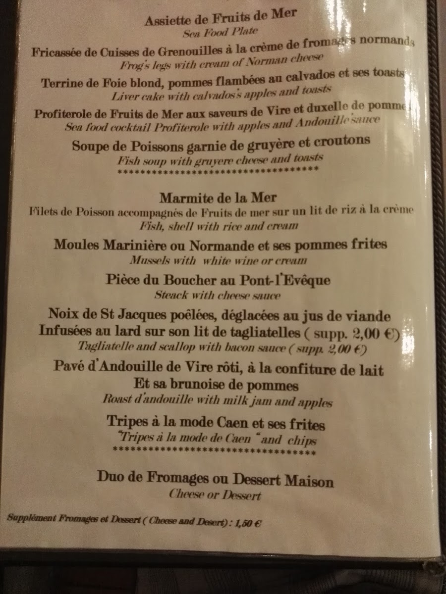 La Maison du Gouverneur Photo Menu 1