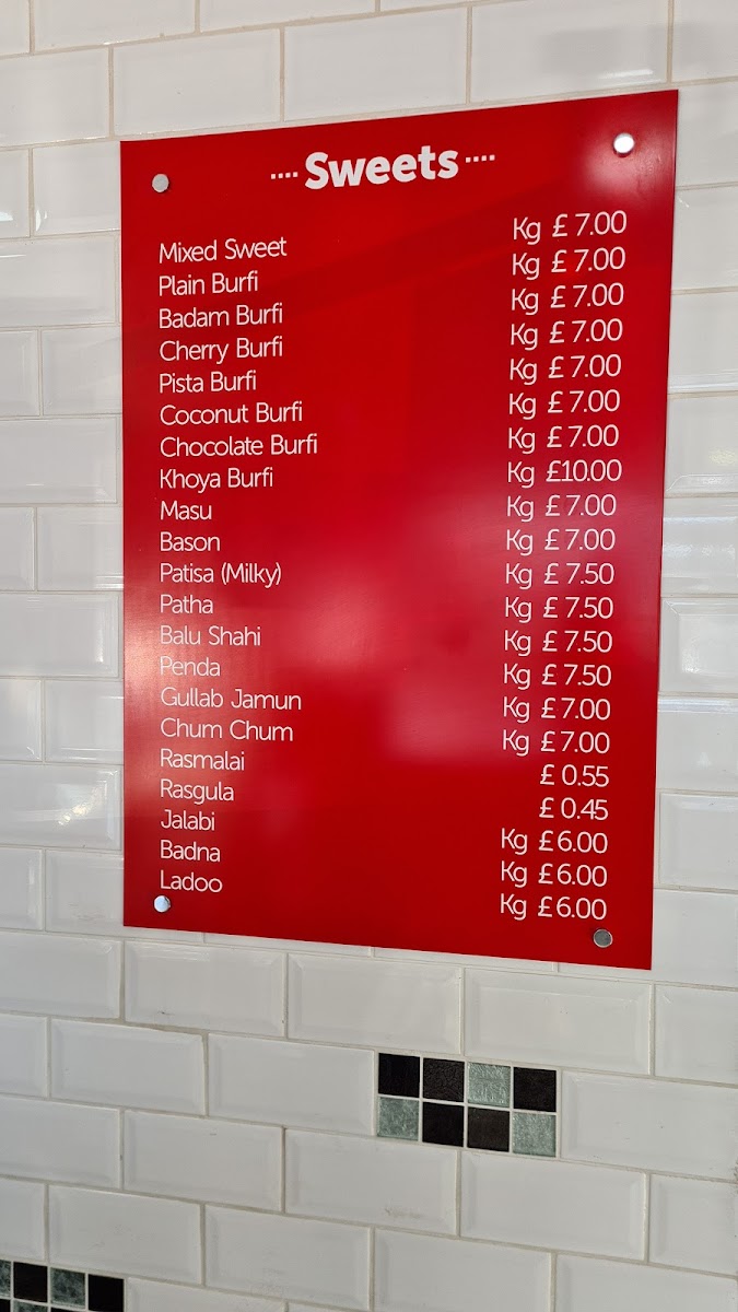 Kashmir Sweet Centre (& Take Away) Photo Menu 5
