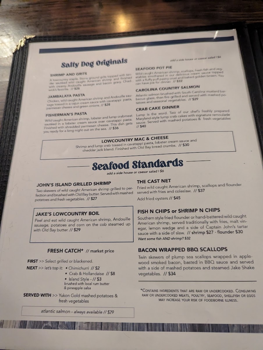 Salty Dog Cafe Seabrook Photo Menu 1