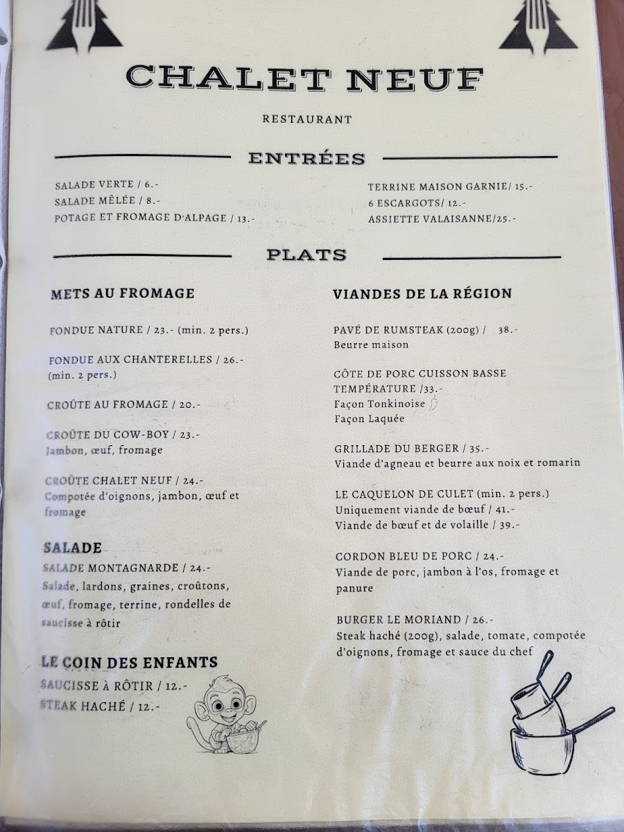 Restaurant Chalet-Neuf Photo Menu 1