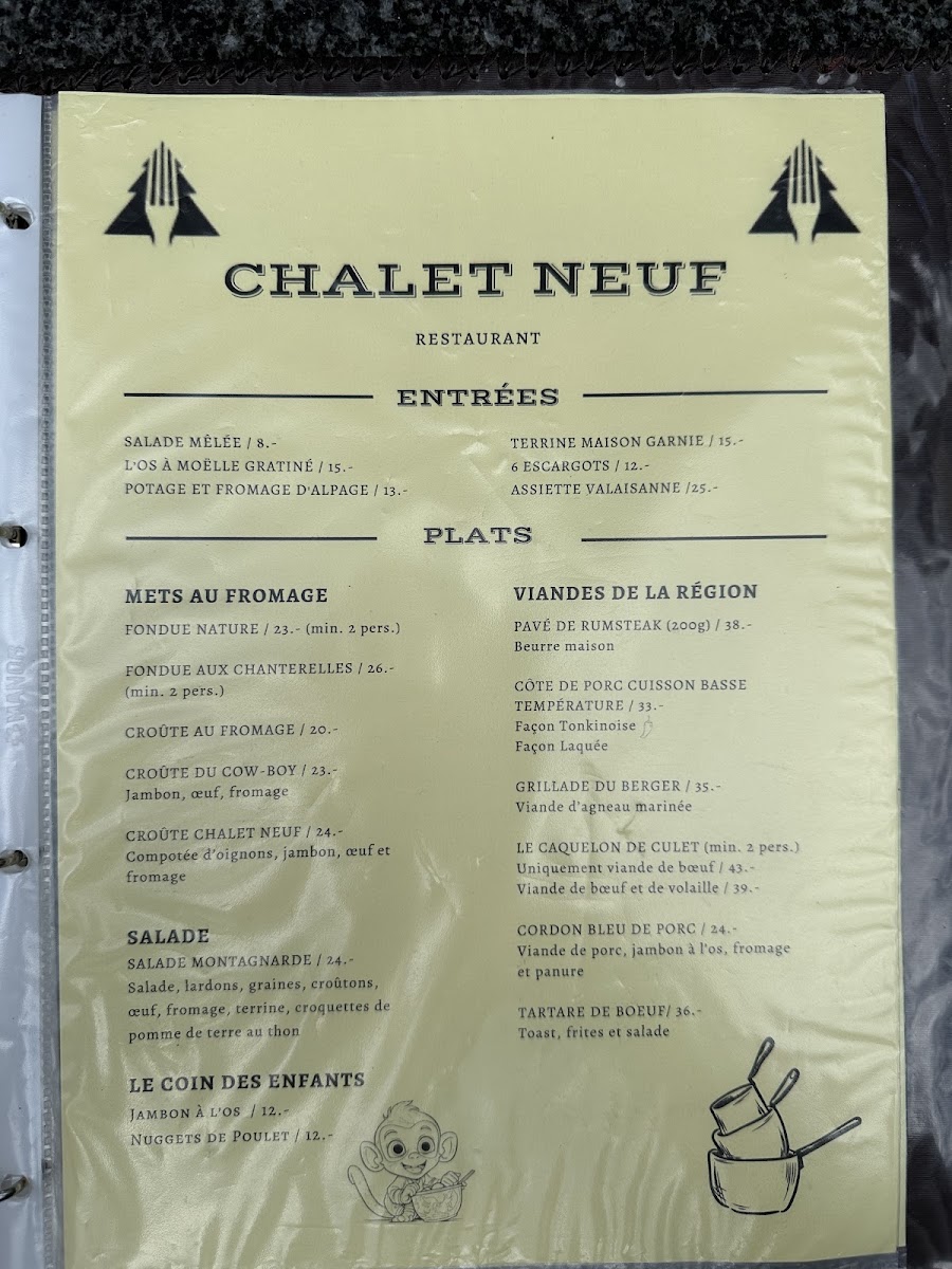 Restaurant Chalet-Neuf Photo Menu 2