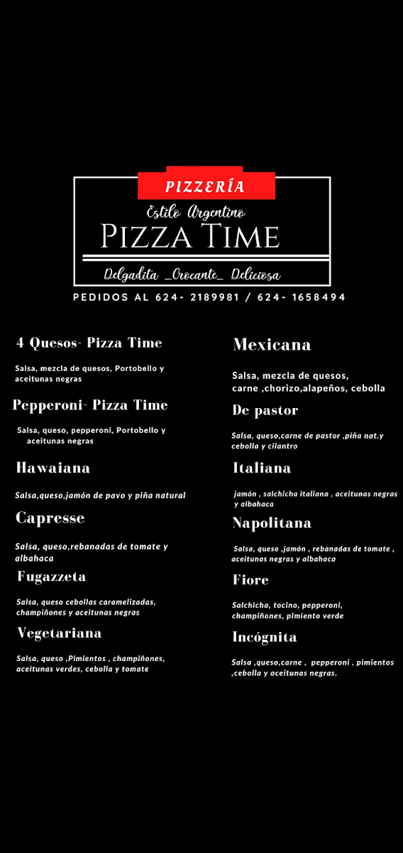 Pizza Time Photo Menu 2