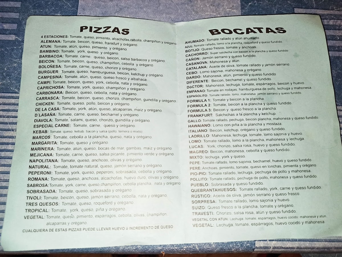 Pizzeria Tivoli Centro Photo Menu 2