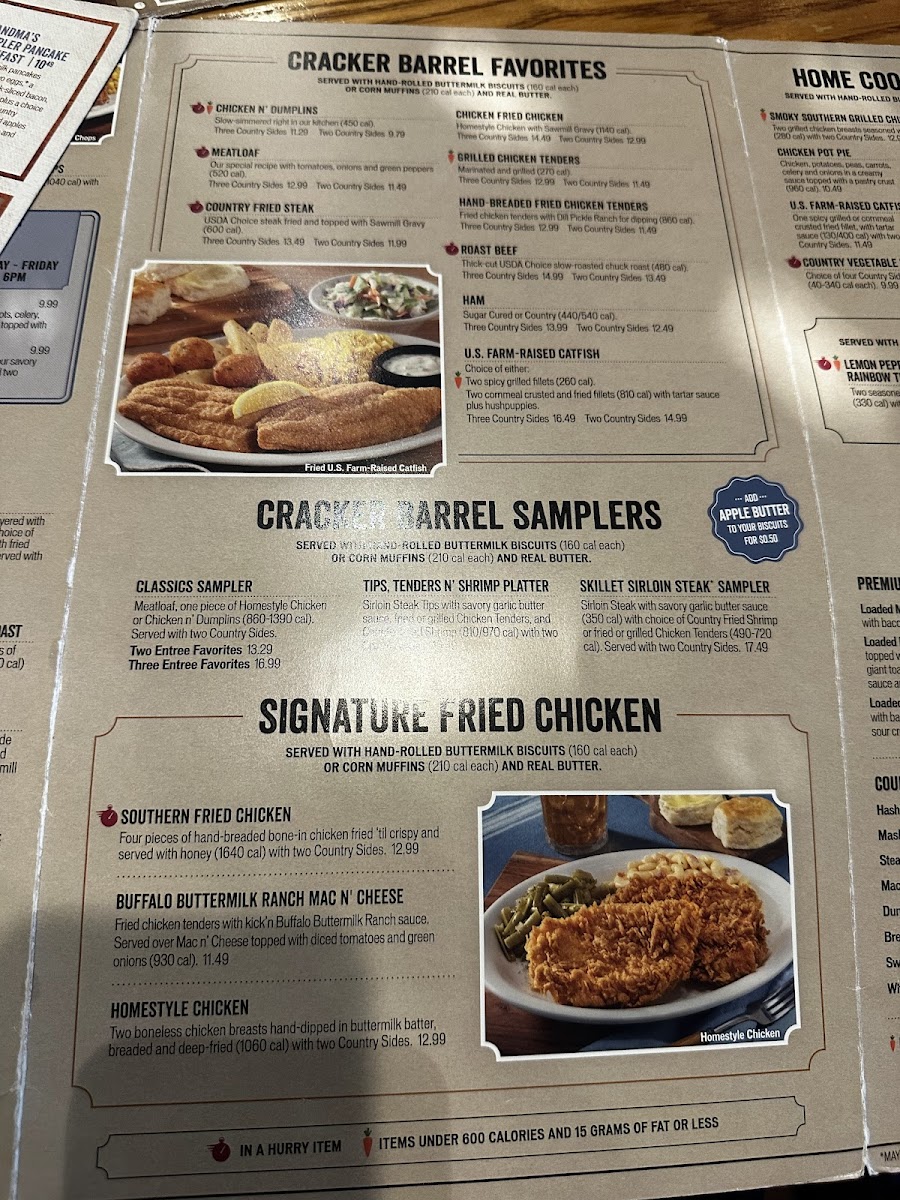 Cracker Barrel Old Country Store Photo Menu 1