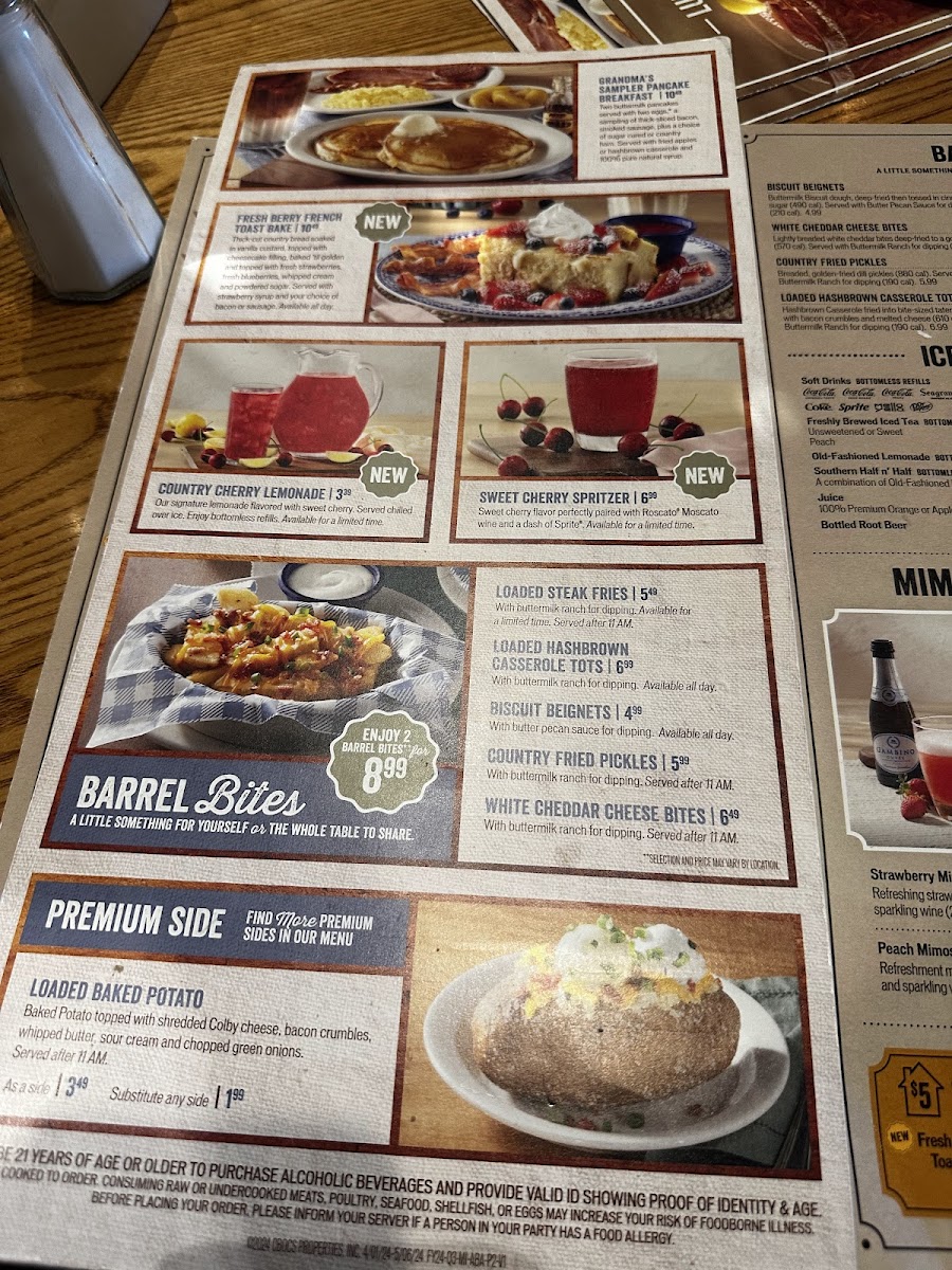 Cracker Barrel Old Country Store Photo Menu 4