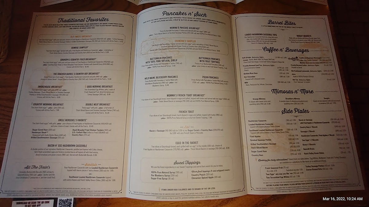 Cracker Barrel Old Country Store Photo Menu 6