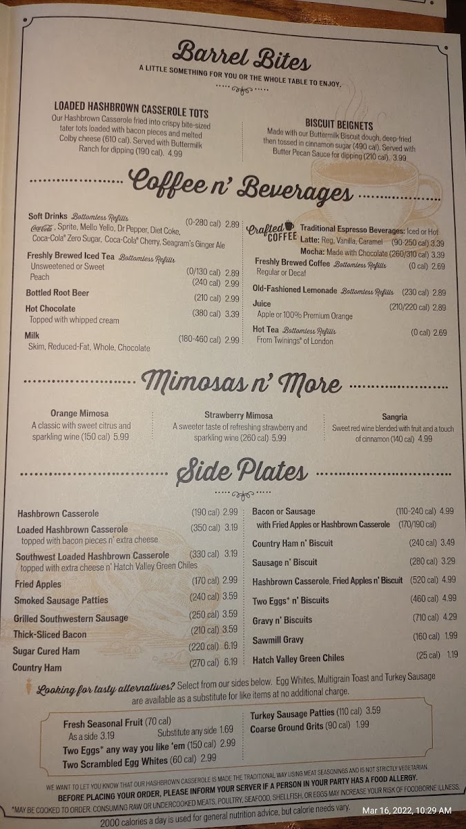 Cracker Barrel Old Country Store Photo Menu 7