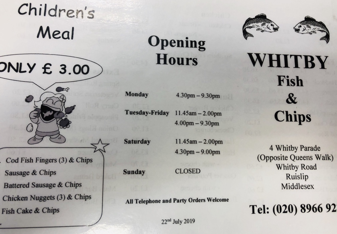 Whitby Fish Bar Photo Menu 3
