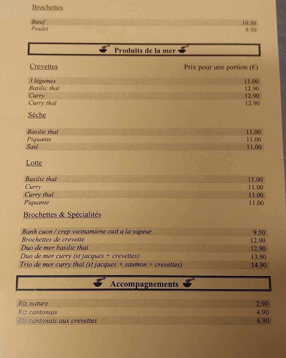 Le Comptoir d'Asie Photo Menu 3