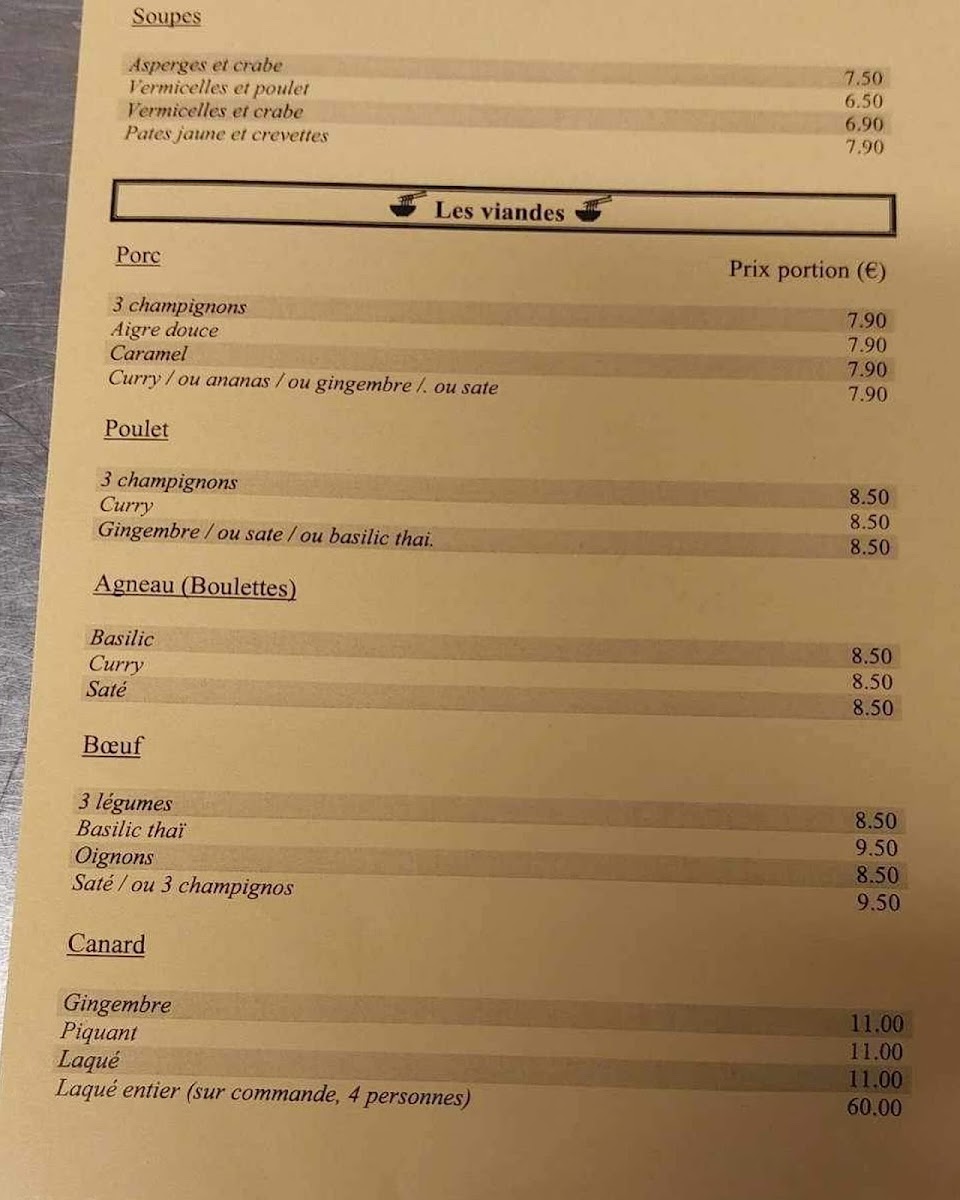 Le Comptoir d'Asie Photo Menu 4