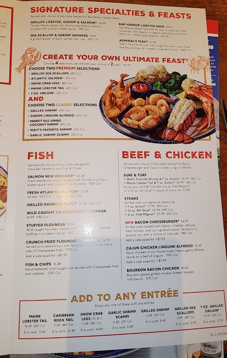 Red Lobster Photo Menu 1