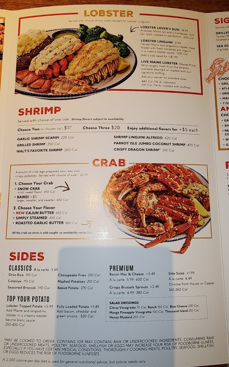 Red Lobster Photo Menu 2