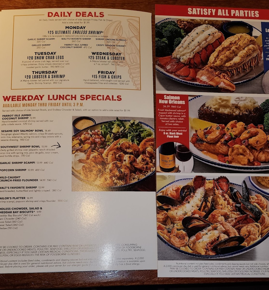 Red Lobster Photo Menu 5