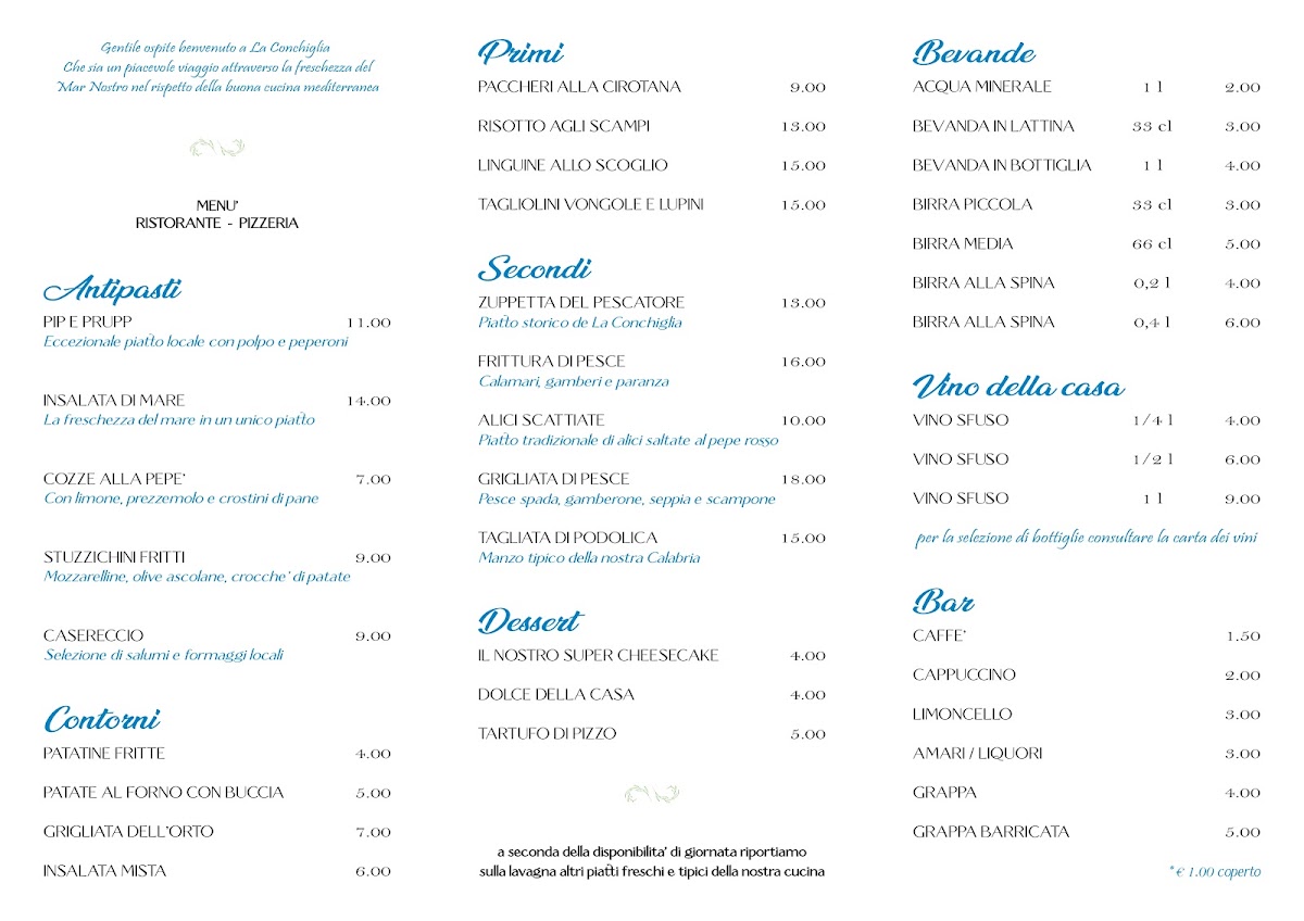 La Conchiglia - Ristorante - Pizzeria Photo Menu 1