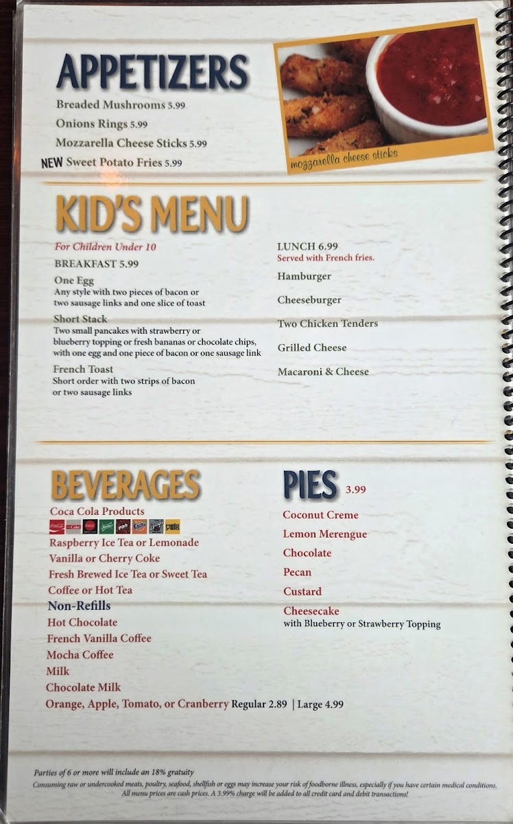 The Country Cafe Photo Menu 1