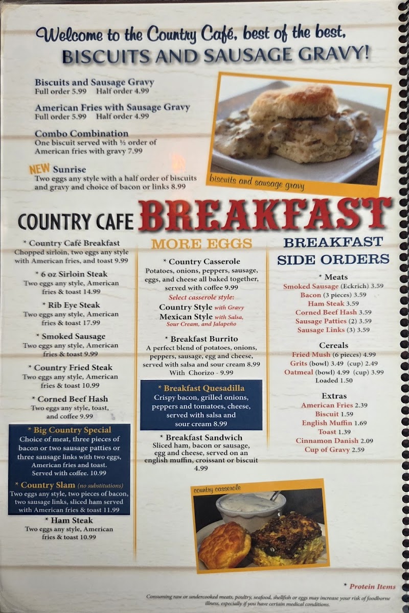 The Country Cafe Photo Menu 2