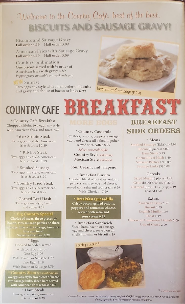 The Country Cafe Photo Menu 9