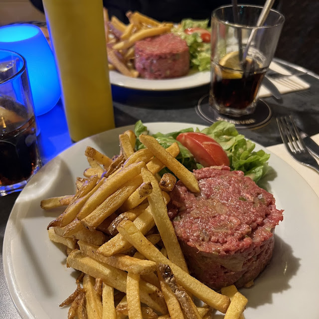 Beef Tartare French Fries and Salad