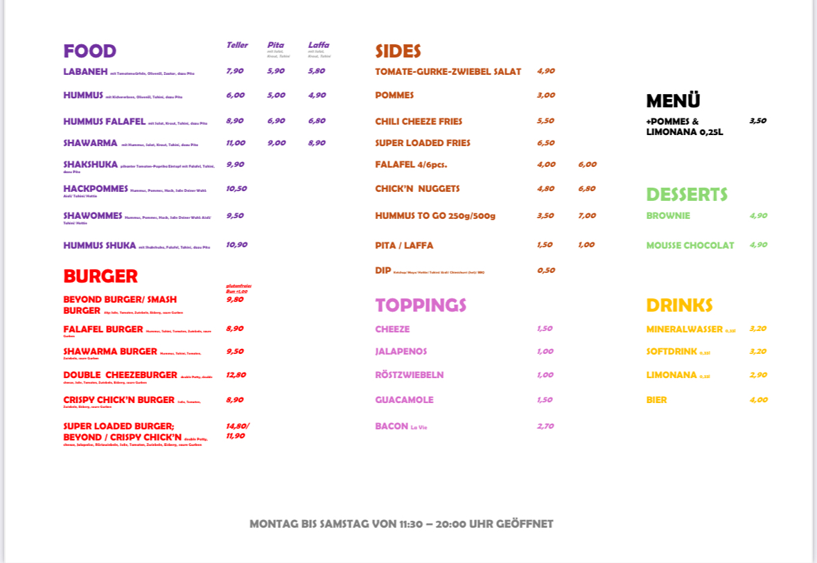 Streetfood 269 Photo Menu 1