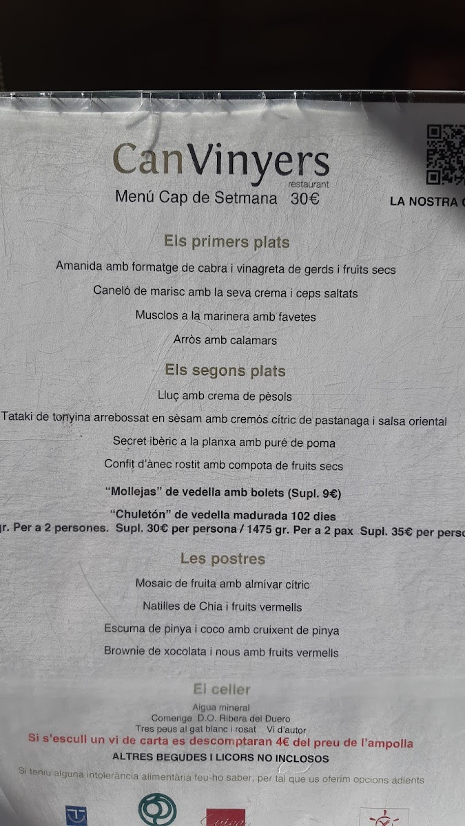Can Vinyers Restaurant Photo Menu 8