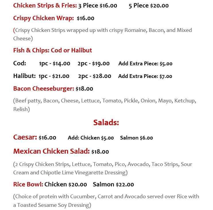 Hoyalas Landing Restaurant Photo Menu 1