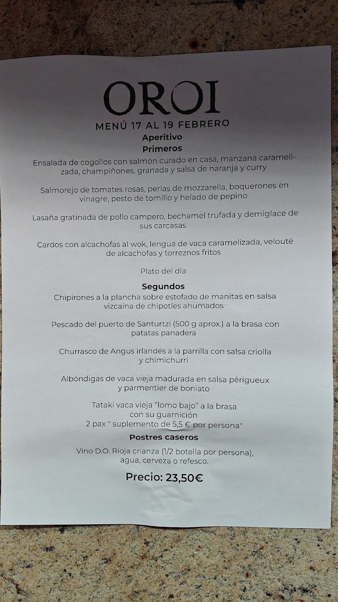 Restaurante Oroi Photo Menu 1