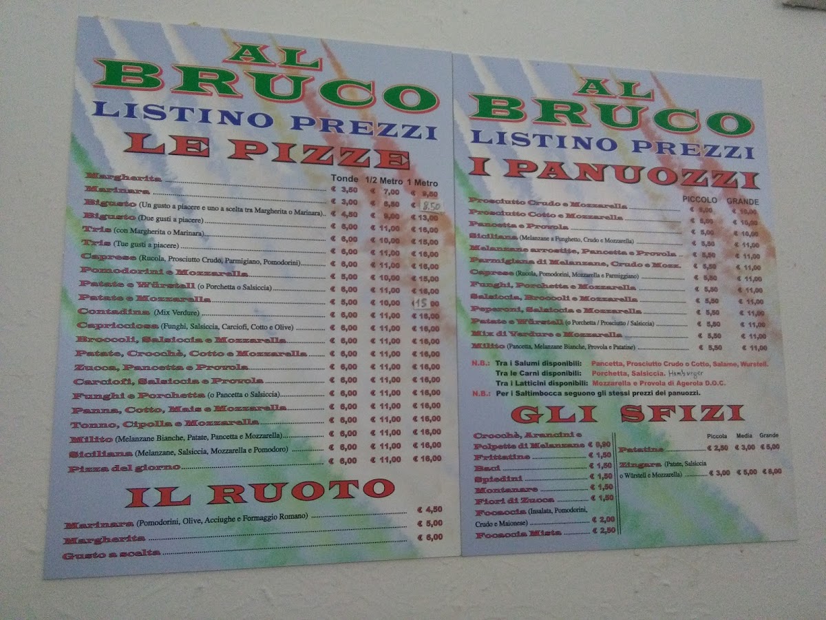 Al Bruco Photo Menu 1