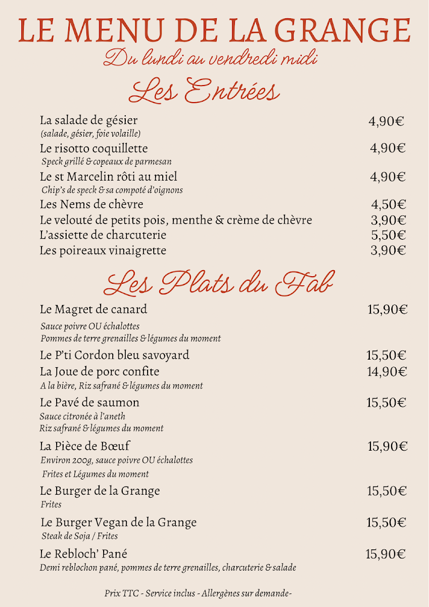 La Grange Gourmande By Jojo & Lisette Photo Menu 5