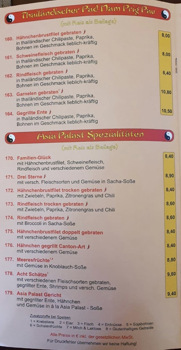 China-Restaurant Asia Palast Photo Menu 10