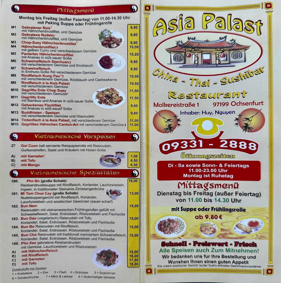 China-Restaurant Asia Palast Photo Menu 3