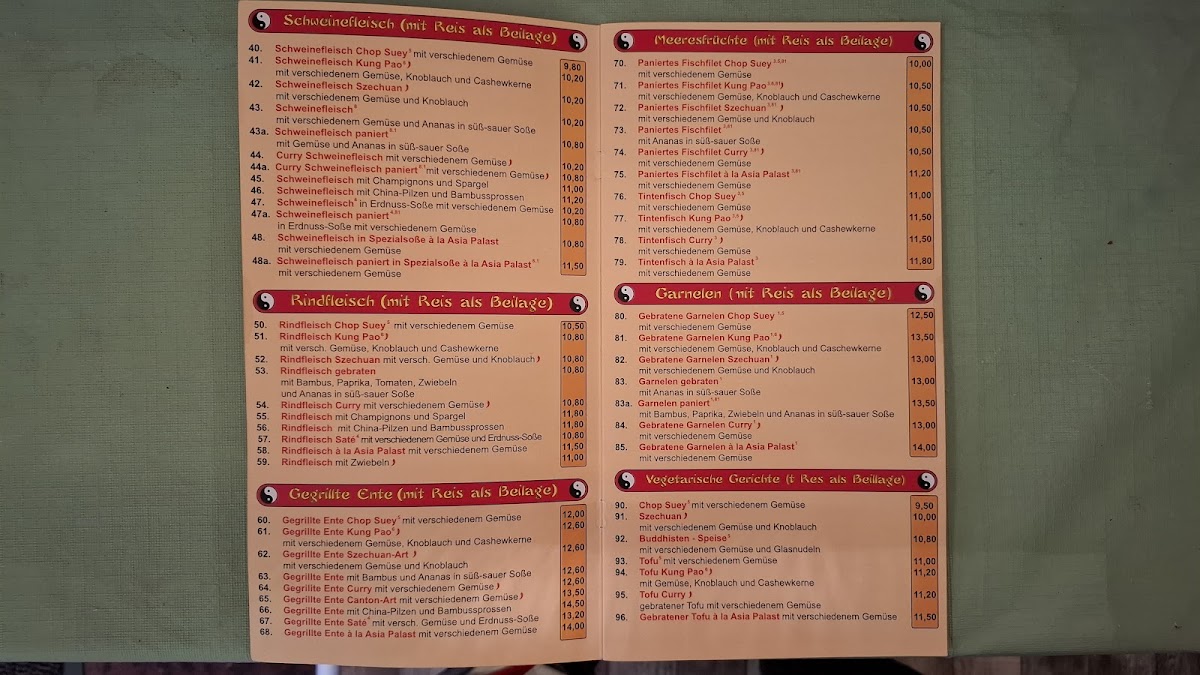 China-Restaurant Asia Palast Photo Menu 6
