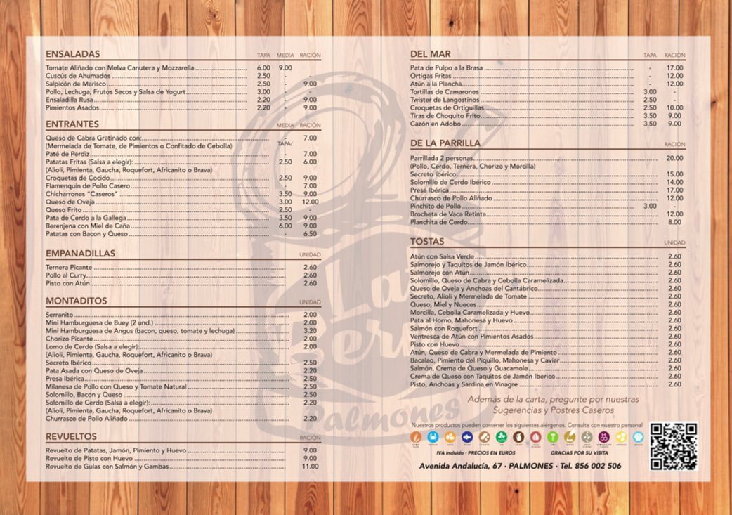 Restaurante Lata Berna Palmones Photo Menu 2