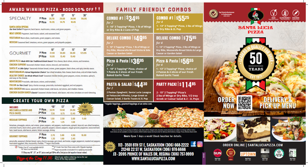 Santa Lucia Pizza Saskatoon East Photo Menu 2